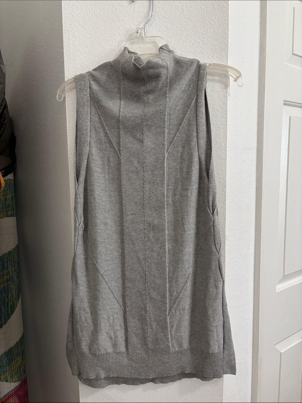 Miss Me Sleeveless Mock Neck Tunic - Light Gray